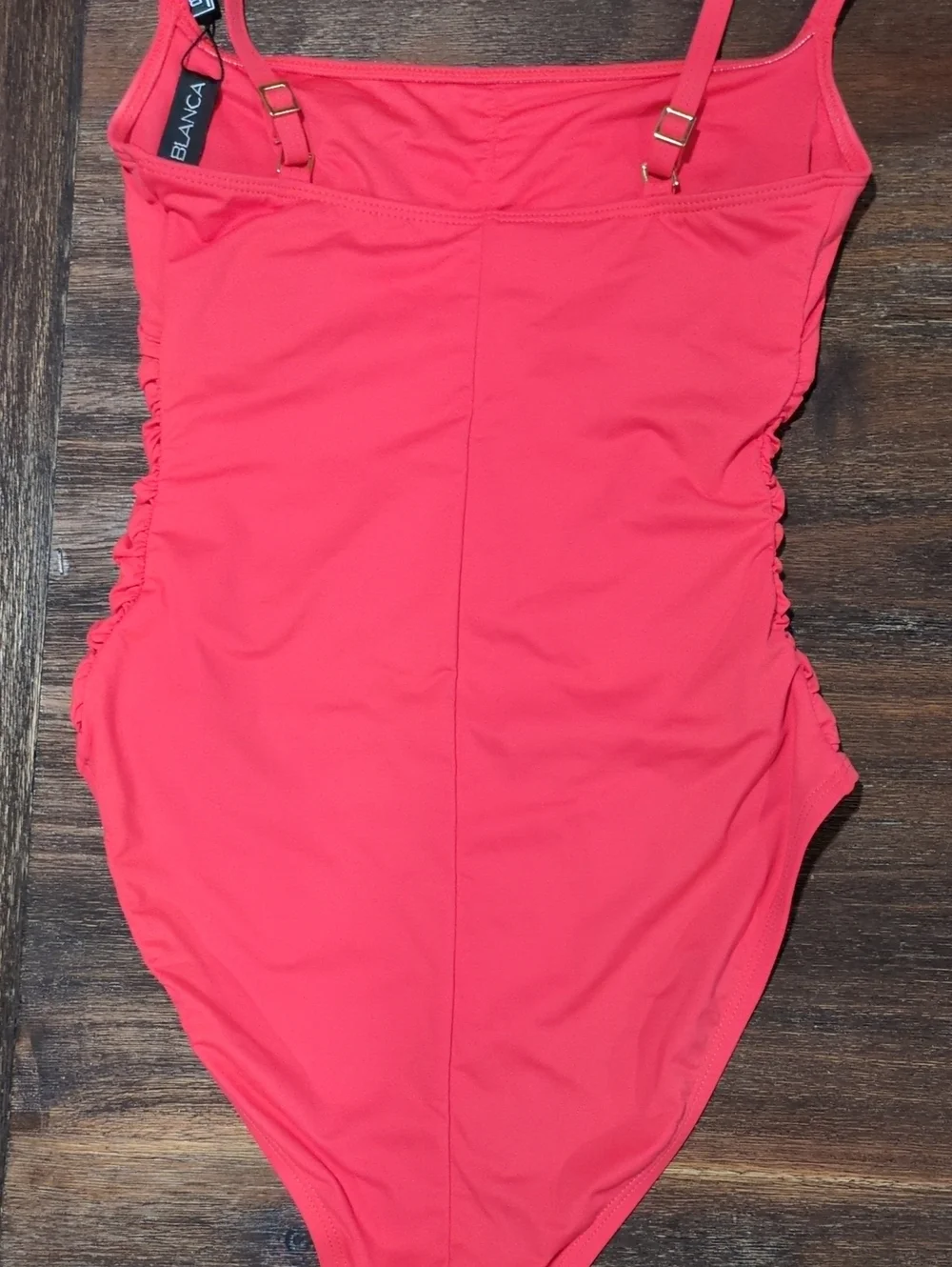 La Blanca Guava  One-Piece Swimsuit with Ruched Front Sz 4